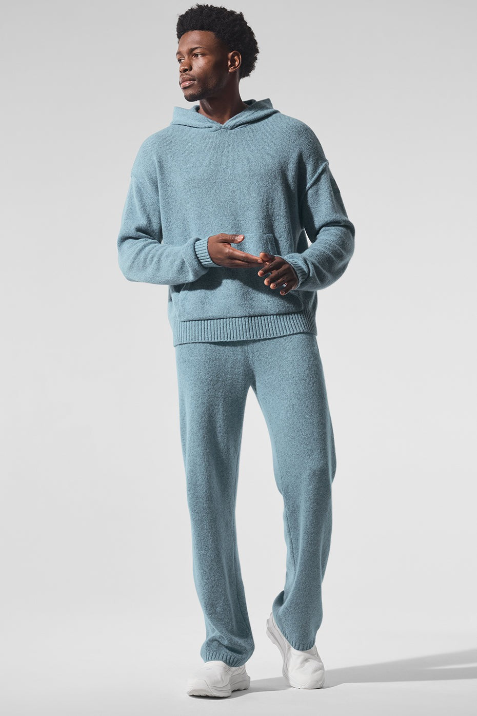 Wool Cashmere New Class Hoodie - Celestial Blue Granite Heather