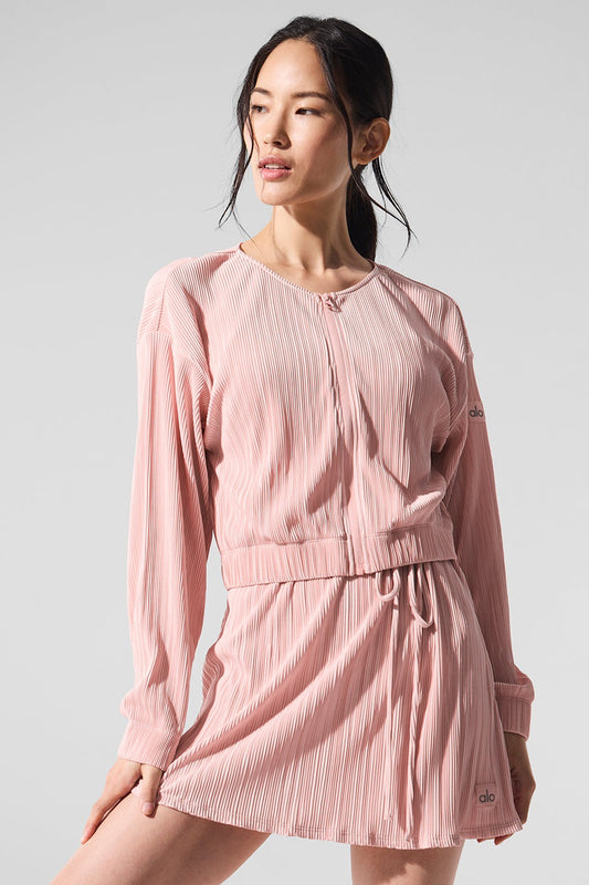 Cropped Micro Plisse Jacket - Pink Quartz