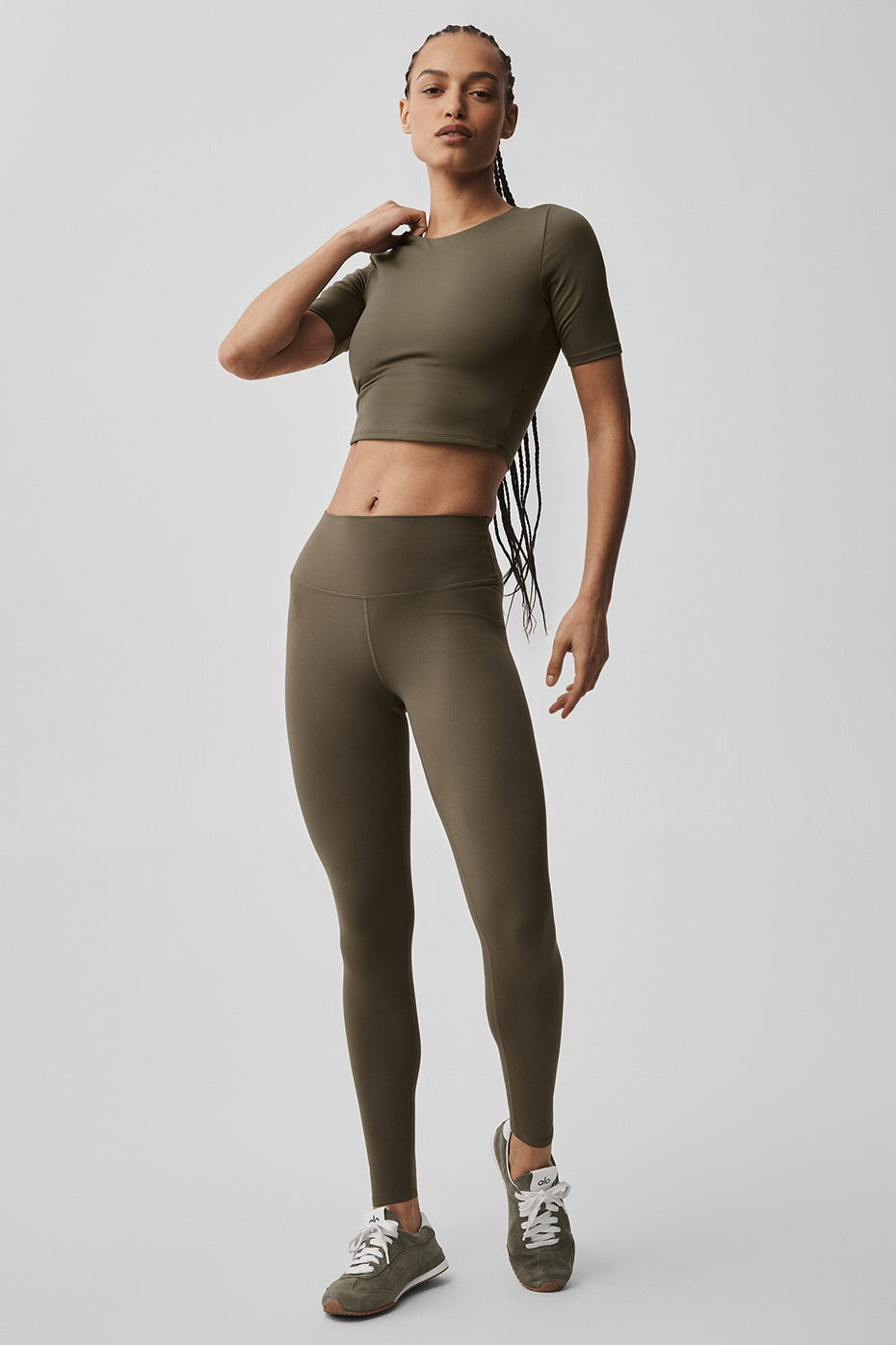 ALO Softsculpt Precision Half Sleeve Tee - Olive Tree
