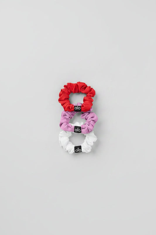 Fresh Mini Scrunchie 3-Pack - Bright Red/Candy Heart Pink/White