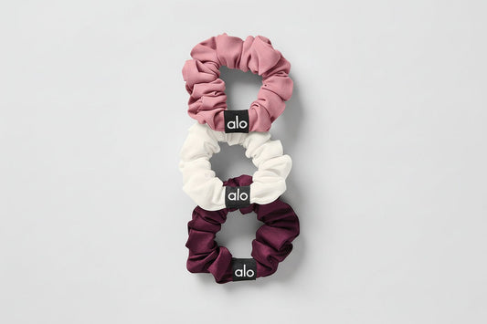 Fresh Mini Scrunchie (3-Pack) - Burgundy/Pink Wild Rose/Ivory
