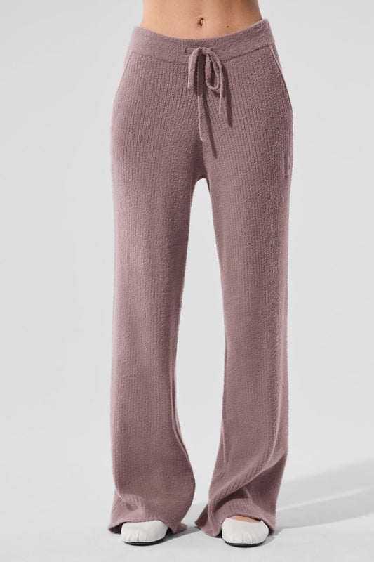 Snuggle Up Sweater High-Waist Wide Leg Pant - Mushroom