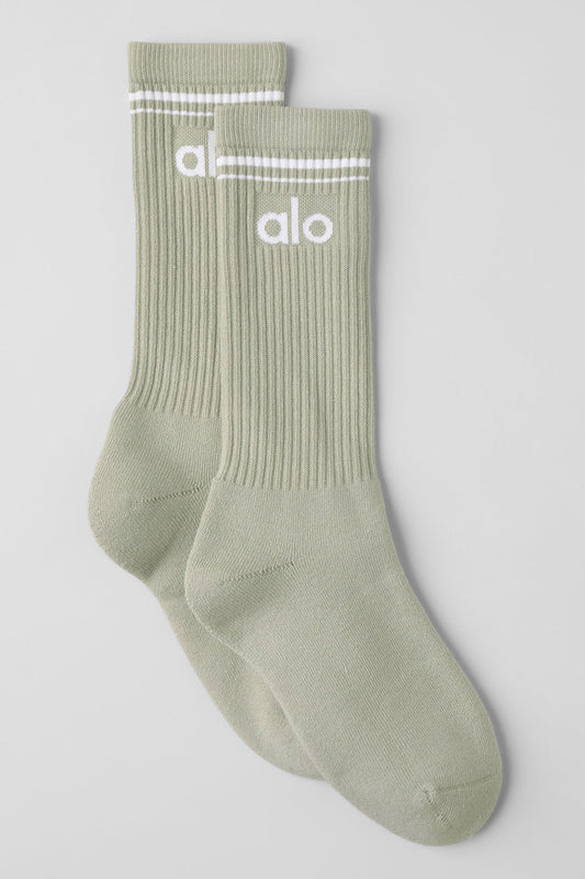 Unisex Throwback Sock - Limestone/White